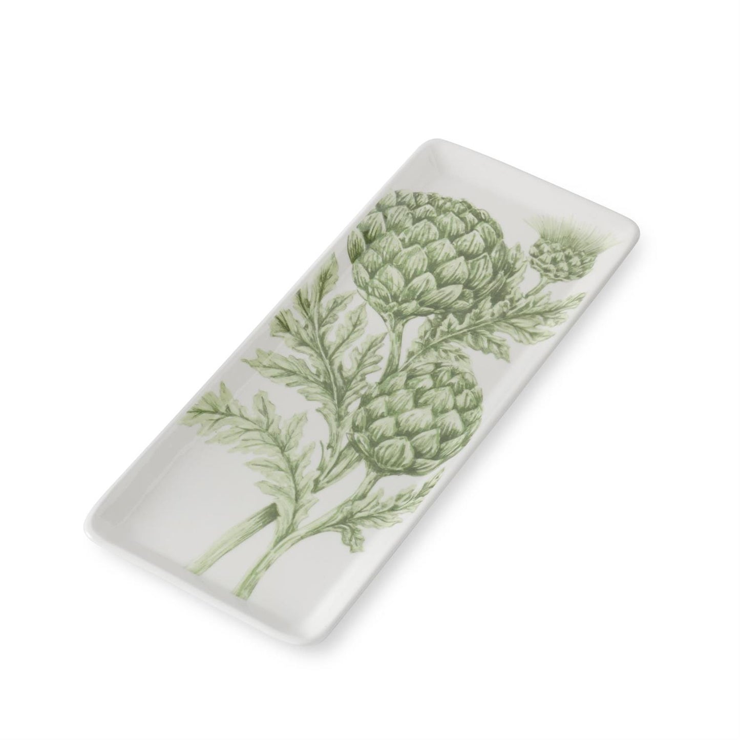 White Dolomite Tray w/Green Artichokes