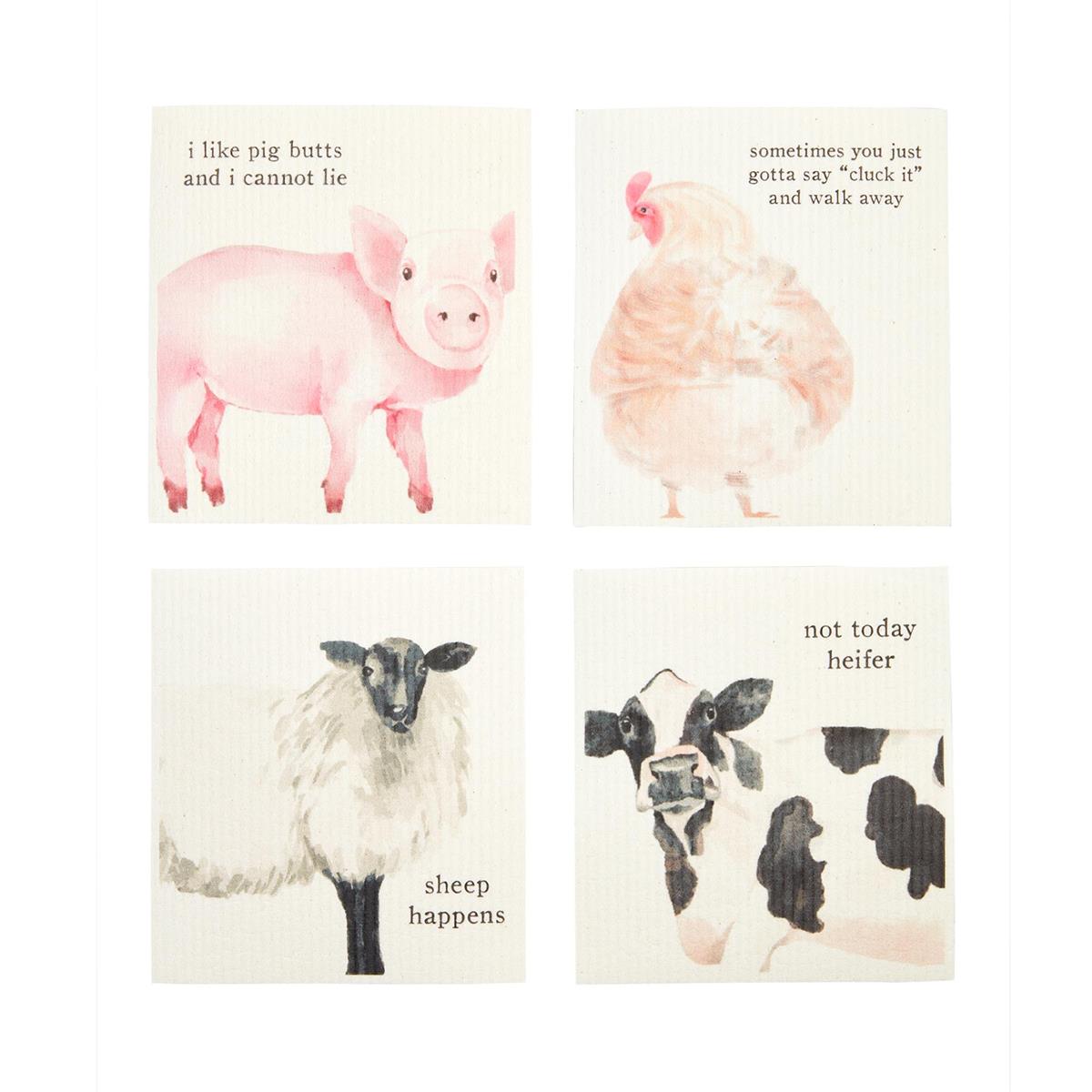 Farm Animal Swedish Dish Cloths