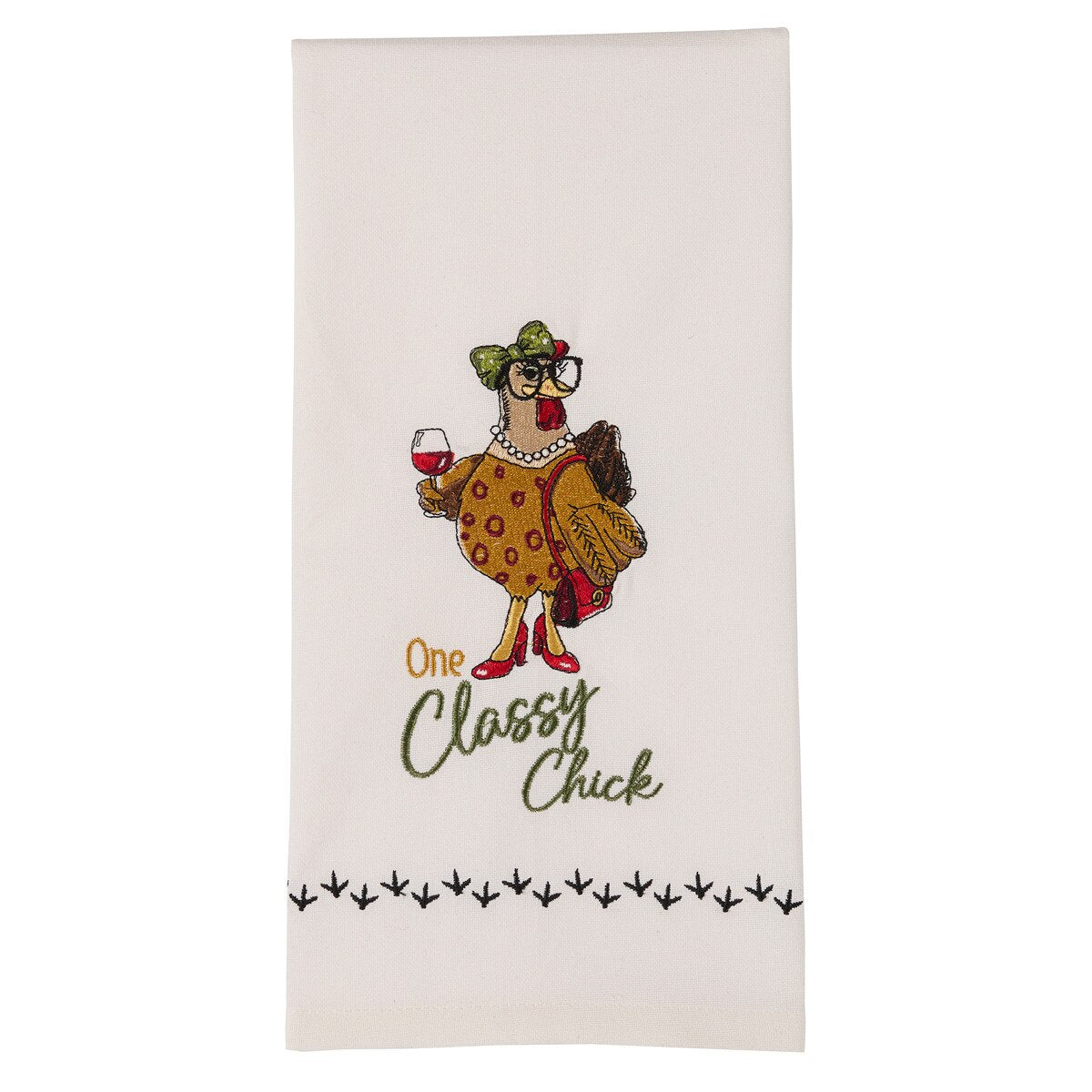 One Classy Chick Embroidered Dishtowel