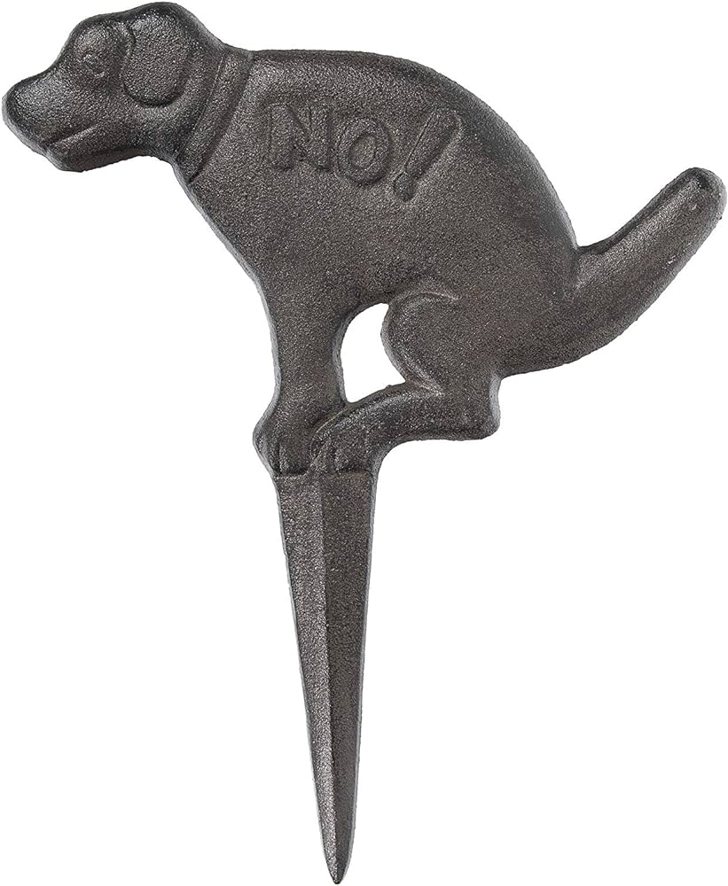 Cast Iron Dog Yard Stake "No"