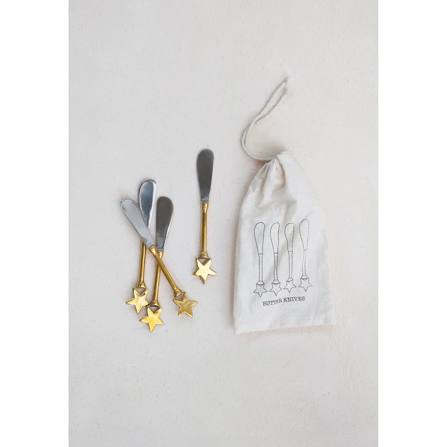 Stainless Steel and Brass Canape Knives