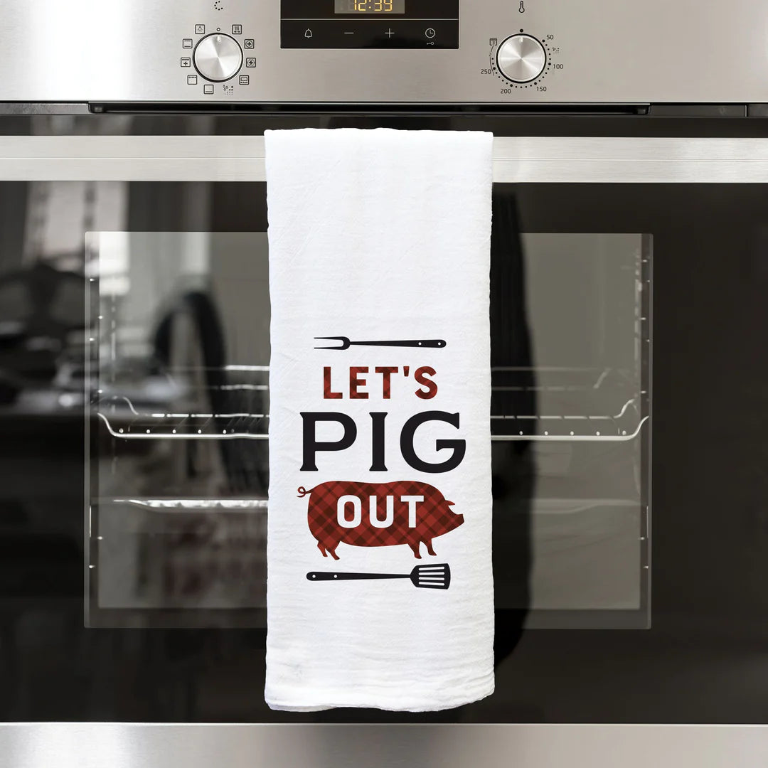 Let's Pig Out Dish Towel