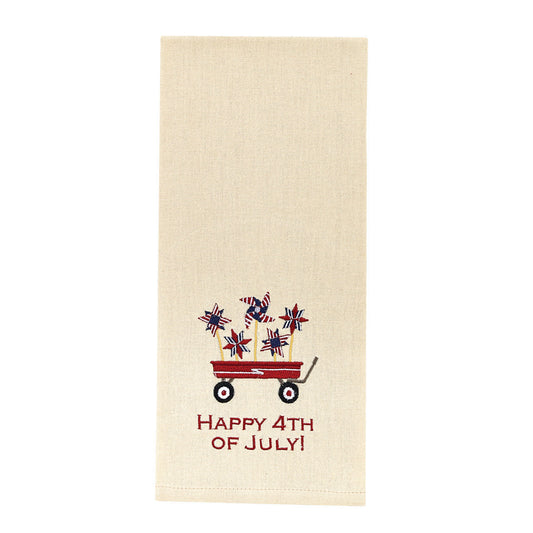 Happy 4th of July Embroidered Dish Towel