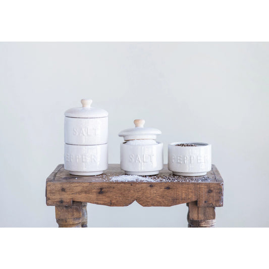 Salt and Pepper Pots w/ Lid, Set