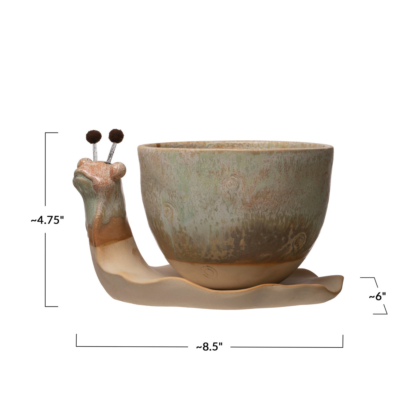 Stoneware Snail Planter w/ Glaze