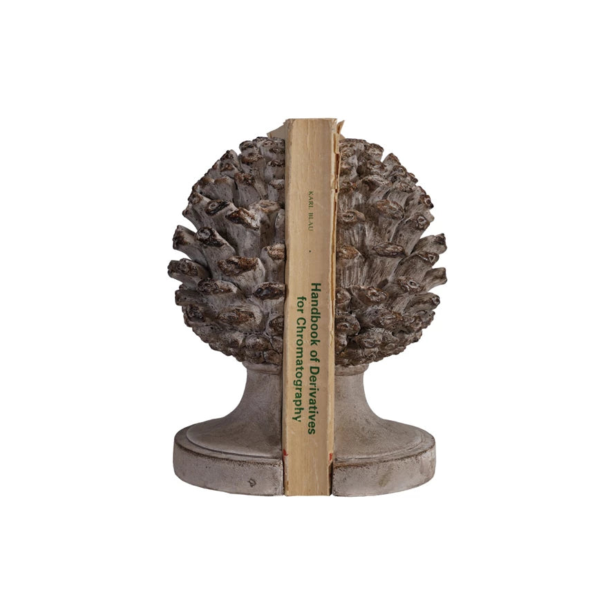 Resin Pinecone Shaped Finial Bookends, set of 2